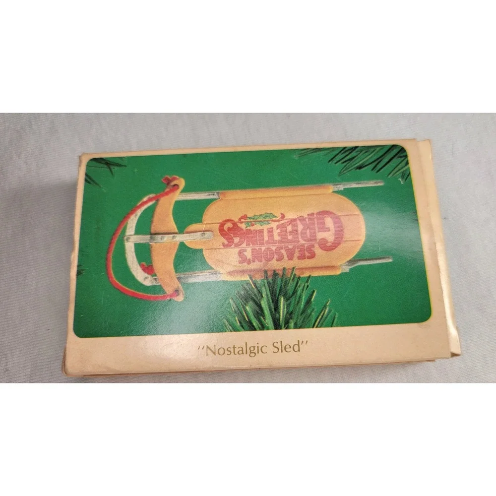 1984 Hallmark Keepsake Ornament Nostalgic Sled Seasons Greetings QX442-4